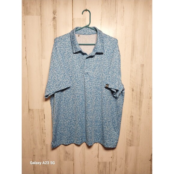 Under Armour Golf Loose Fit Men's 2XL Blue Floral Polo - Picture 1 of 4